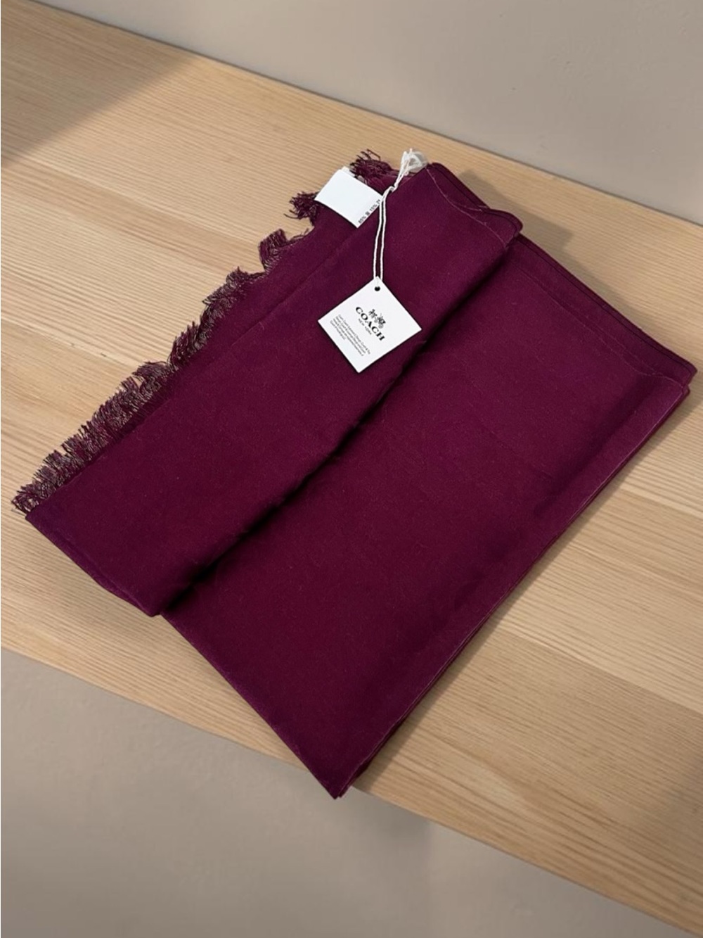 Coach BIAS Signature Jacquard Wrap in Deep Raspberry - Picture 9 of 9